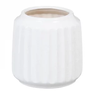 JARRÓN BLANCO CERÁMICA DECORACIÓN 16 X 16 X 16 CM