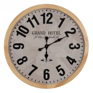 RELOJ NATURAL-BLANCO MADERA / CRISTAL 76 X 76 X 6 CM