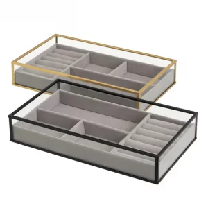 BANDEJA JOYERO 2/C NEGRO-DORADO 25 X 14 X 4,50 CM