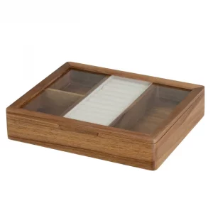 JOYERO MADERA-CRISTAL 25 X 20 X 5 CM
