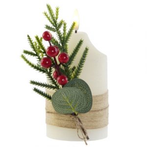 VELA LED CERA 7X7X12 162 GR, MOVIMIENTO BLANCO