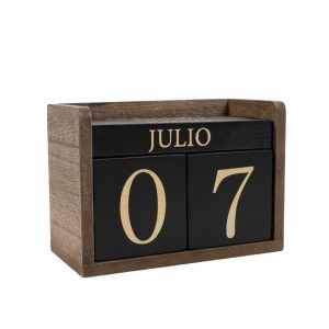 CALENDARIO MADERA NEGRO ORO