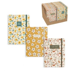 LIBRETA CON GOMA M FLORES 10.5 x 1.5 x 14.5cm