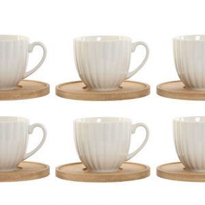 CAFE SET 6 PORCELANA BAMBU 8,5X6,2X5,7 90ML BLANCO
