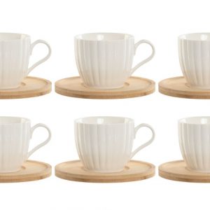 CAFE  CON LECHE SET 6 PORCELANA BAMBU 11X8X7 220ML BLANCO