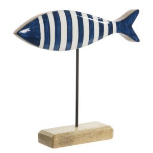 DECORACION MANGO METAL 25X5X22 PEZ AZUL