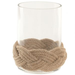 PORTAVELA CRISTAL YUTE 13X13X15 NATURAL LM-224406