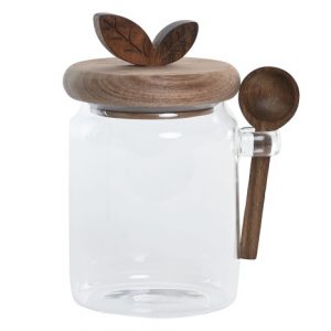 BOTE CRISTAL ACACIA 11X9X15,5 600ML CUCHARA