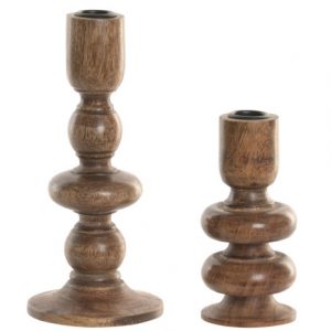 CANDELABRO SET 2 MANGO 10X10X23 NATURAL MARRON PV-222683