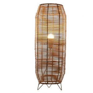 LAMPARA PIE RATAN METAL 23X23X65 NATURAL MARRON