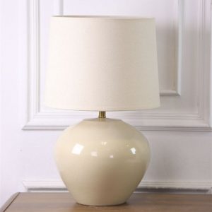 LAMPARA BASE CERAMICA NATURAL 27 x 27 x 43cm