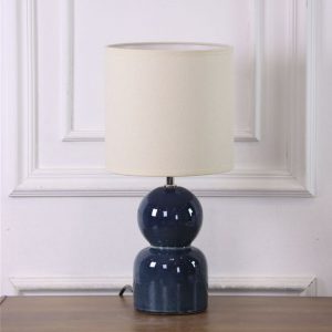LAMPARA BASE CERAMICA AZUL 19 x 19 x 37.5cm