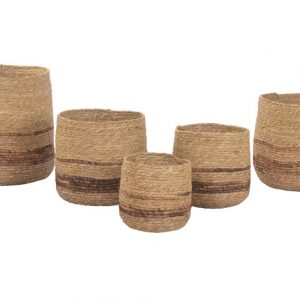 MACETERO FIBRA 44X44X40 RAYAS NATURAL MARRON