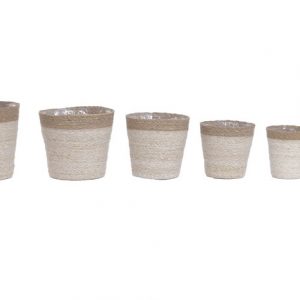 MACETERO SET 6 SEAGRASS PLASTICO 30X30X26 NATURAL MC-232665