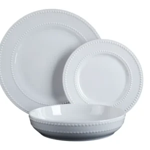 VAJILLA SET 18 PORCELANA 28X28X2,3 PERLA RELIEVE PC-228236