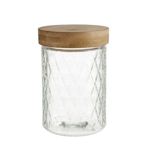 BOTE COCINA 1200ML TAPA BAMBU OSCURO