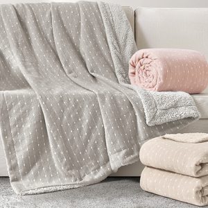 Manta Plaid Sedalina+Sherpa 130x170  beig, rosa o gris